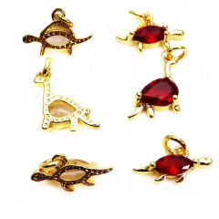 CZ8501 tiny 18k gold cz micro pave Dinosaur Pterosaur Pterodactyl charms ,Fashion jewelry brass small cz Dinosaur Dino charms