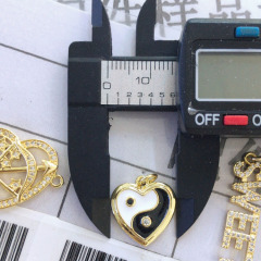 CZ8317 Hotsale Enamel18k Gold Plated CZ Zircon Micro Pave Yin Yang Taiqi Chi Necklace Charm Pendant for Necklace Jewelry Making