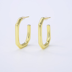 18k Gold Plated Brass Chunky Hoop Simple Earrings for Women