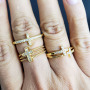 RM1136 Chic Dainty Simple Diamond CZ Micro Pave Sideways Cross Religious Finger Rings