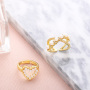 RM1379 Dainty 18k Gold CZ Micro Pave White Shell Pearl Love Heart Rings Jewellery