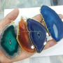 JF6695 Wholesale gold electroplated druzy agate slice pendant