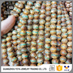 AB0692 Matte antique Tibetan agate gemstone beads,one-line round rustic Dzi agate beads