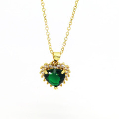 NZ1277 18k gold plated Diamond Zircon Cubic Zirconia Heart Pendant stainless steel chain women's necklace
