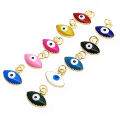 JS1612 Mini Small Tiny Autumn Jewelry Supplies Colorful Multicolor Enamel 18k Gold Evil Eyes Charm Pendants