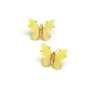 EC1734 Pretty Small Womens 18k Gold Plated Butterfly CZ Micro Paved Resin Acrylic Butterfly Stud Earrings for Women Girls