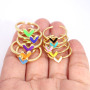 RA1078 NEW Delicate Mini Minimal Gold Plated Neon Enamel Multicolor Rainbow Multi Colored Heart Open Rings
