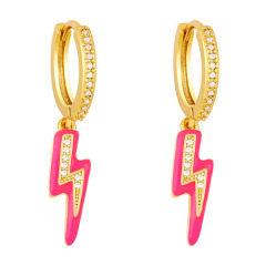 EC1766 New Arrival fashion cuff lightning women  brass with CZ clips earring, trendy enamel earrings clips ladies earring