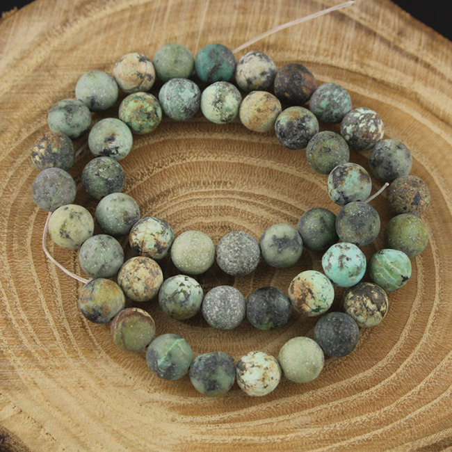 TB0400 4mm 6mm 8mm 10mm 12mm  Matte Round African Turquoise Beads