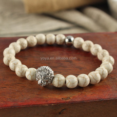BRS1501 elastic stainless steel lion head bracelet, gemstone men's bracelet BRS1501 elastic stainless steel lion head bracelet, gemstone men's bracelet