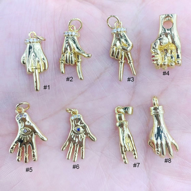 JS1618 New Dainty 18K Gold Plated Hand Gesture V Sign ,Ok Okey Sign Charm Pendants for Jewelry Making