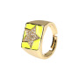 RM1206 Hot Selling Enamel 18k Gold Plated Star Square Adjustable Rings for Ladies