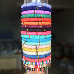 BP1005 Trial Jewelry Colorful Bohemian African Vinyl Discs Polymer Clay Disc Heishi Beads Elastic Bracelets