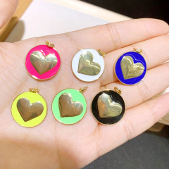 JS156118k Gold Plated brass metal multi colored heart enamel charms Pendant