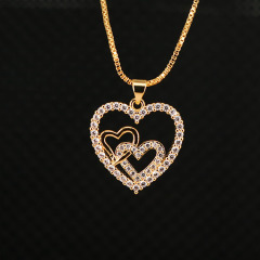 NZ1063 New Diamond Jewelry Chic Cubic Zirconia CZ Micro Pave Love Heart Pendant Chain Necklace