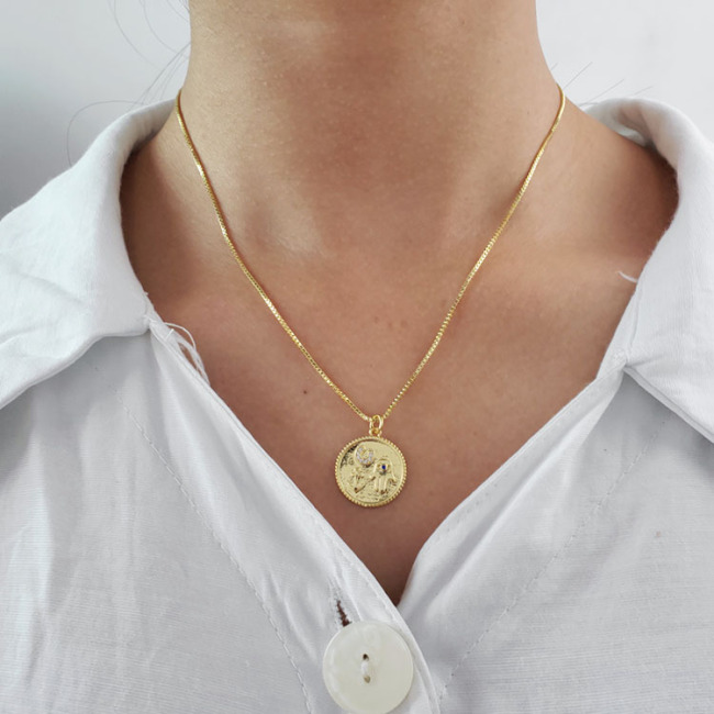NZ1153 Chic Dainty Tiny Gold Plated Zircon Diamond CZ Micro Paved Lightning Snowflake Horseshoe Charm Chain necklace