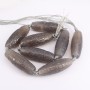 AB0838  Carved Flower Natural Grey Gray Agate Barrel Drum Beads