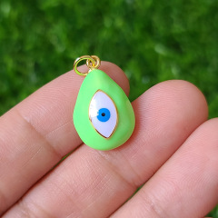 JS1598 New Autumn Jewelry Supplies Rainbow Multi Colored Enamel 18k Gold Evil Eye Teardrop Drop Charm Pendants