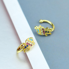 EC1753 Fashion Colour Enamel Gold Cuff Star Ladies Earring ,New 18k gold plated Chunky Thick  CZ Pave stars women Earrings