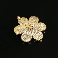 CZ7303 Wholesale 18K Gold Plated CZ micro pave Flower Floral Pendant,Cubic zirconia Diamond Pendants