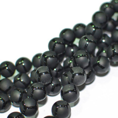 AB0199 Hot sale matte black football agate onyx beads,giraffe agate beads, gemstone beads