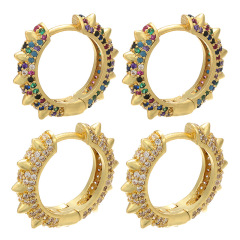 EC1207 Chic Spike hoops Gold Plated Diamond Micro Pave CZ Spike Huggie Hoop Earrings for Women