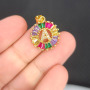 CZ7708 18K Gold Plated Personalized Rainbow CZ Paved Alphabet Letter Initial Charm Pendant with Baguette CZ Stones