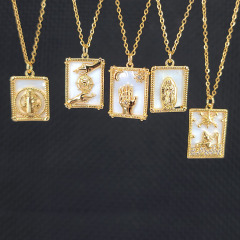 NZ1275 Gold Plated CZ Pave Shell Tarot Card Necklace,Star strength Sun Moon Symbolic Necklace Tarot Card Jewelry Mystic Jewelry NZ1275 Gold Plated CZ Pave Shell Tarot Card Necklace,Star strength Sun Moon Symbolic Necklace Tarot Card Jewelry Mystic Jewelry