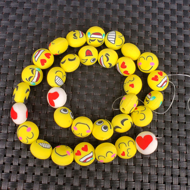 Colorful Clay Jewelry Beads Yellow Polymer Clay Smiley Face Emoji Focal Bracelet Beads for Kids Jewelry