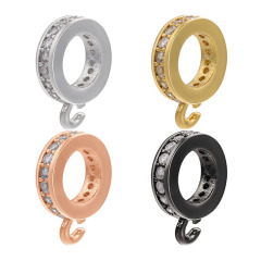 CZ6529 18k gold plated cz micro pave Bail Charm Holder rondelle spacers with open loop,pendant connector