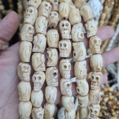 OB116  Hand carved Natural Ox Bone Skull ghost beads, bone skeleton beads for jewelry making