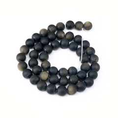 OBS008 Matte Golden Obsidian Round Beads,Matte Mens Jewelry Beads