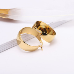 ES1070 Fashion jewelry stainless steel earring for women , gold stainless steel thick hoop ladies earring