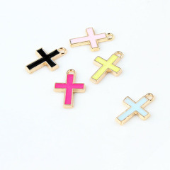 JS1522 Popular Small Tiny Colorful Multi Color Neon Enamel Cross Religious Charm Pendants for Jewelry Making