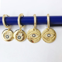 EC1158 Chic Rainbow Multicolor Cubic Zirconia CZ Pave Dangle Charm Huggie Earrings for Women, Mini CZ Earrings