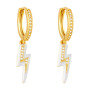EC1766 New Arrival fashion cuff lightning women  brass with CZ clips earring, trendy enamel earrings clips ladies earring