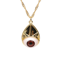 NM1209 18k Gold Plated Rainbow Resin Evil Eyes Teardrop Pendant Chain Necklace for Women 2021