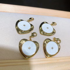 JS1562 18k Gold Plated brass metal rainbow heart enamel charms Pendant