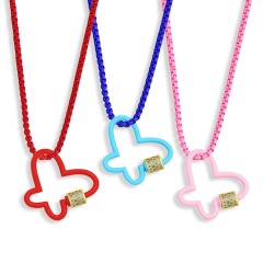 NZ1303 Popular Neon Enamel Colorful Butterfly Carabiner Clasp Box Chain Necklace for Ladies Women