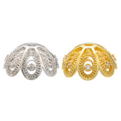 CZ7954 Fashion Jewelry Diy Supplies CZ Micro Pave Flower Shape Bead Caps
