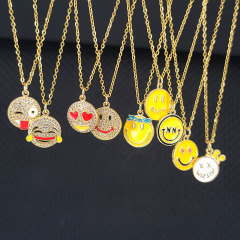 NZ1261 fashion happy face pendant ladies necklace ,charm smile face pendants custom O chain necklace for women NZ1261 fashion happy face pendant ladies necklace ,charm smile face pendants custom O chain necklace for women