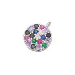 CZ7883 Chic Minimalist Mini Rainbow Diamond Jewelry Charm Tiny CZ Micro Pave Disc Round Charms