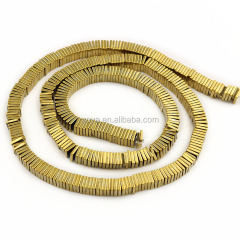 HB3147 Gold plated hematite square dsc heishi spacer beads