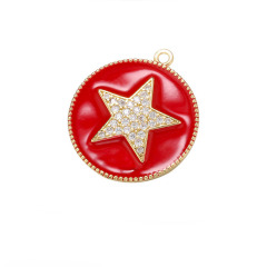 CZ7951 Chic Enamel Blue Red White Black CZ Micro pave Star Disc Pendants