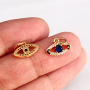 CZ8214 Mini Jewelry Supplies CZ Micro Pave Evil Eyes Charms,Tiny Small CZ Diamond Blue Evil Eyes Charms for Jewelry making
