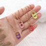 NM1222 Gold Enamel Soda Cap Pop Tab Charm, Pull Tab Gold Can Tab Pendant Chain Necklace