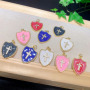 CZ8400 Gold Plated cz diamond pave Cross on Colorful enamel shield charms Pendant gift for lady