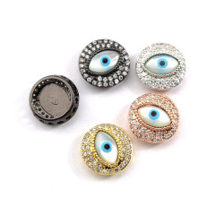 CZ6952 Special cz micro pave evileye evil eyes beads,cubic zirconia white cz diamond finding charm for bracelet jewelry