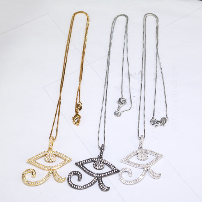 NZ1061 Chic Dainty Cubic Zirconia CZ Micro Pave Horus Turkish Evil Eyes Pendant Necklace