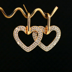 EC1718 2021 Womans Fashion Gold Plated Clear CZ Micro Pave Heart Star,Crescent Hamsa Hand Circle Dangle Charm Huggie Earrings